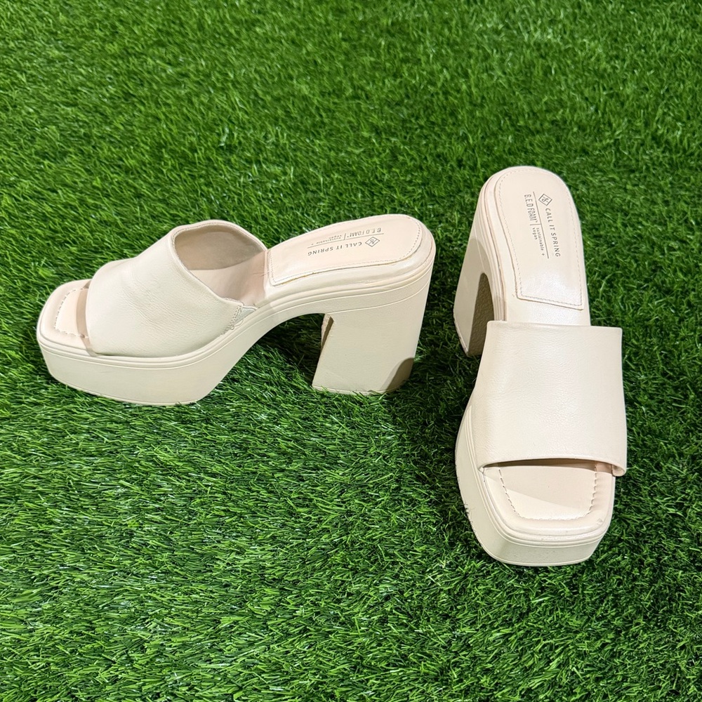 Call It Spring | Beige Platform Mules